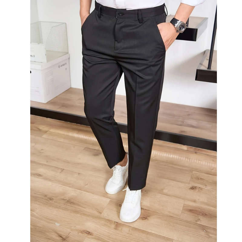 Men's Trousers - Straight Leg Formal Fit with Pressed Crease | Smart