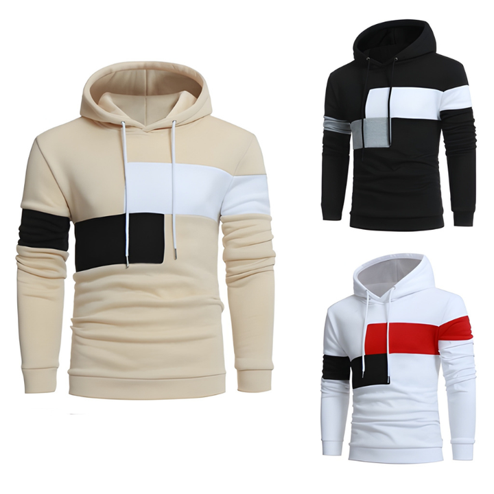 Hoodie Men - Colour Block Panel Design with Drawstring | Casual