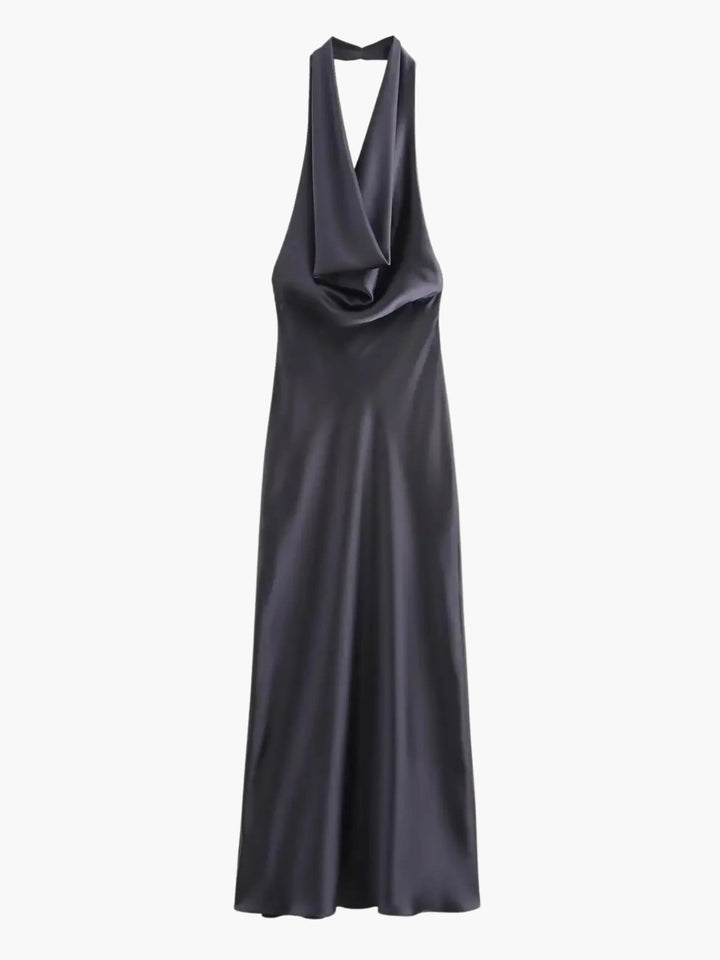 Maxi Dress Women - Halter Neck Open Back Draped | Elegant