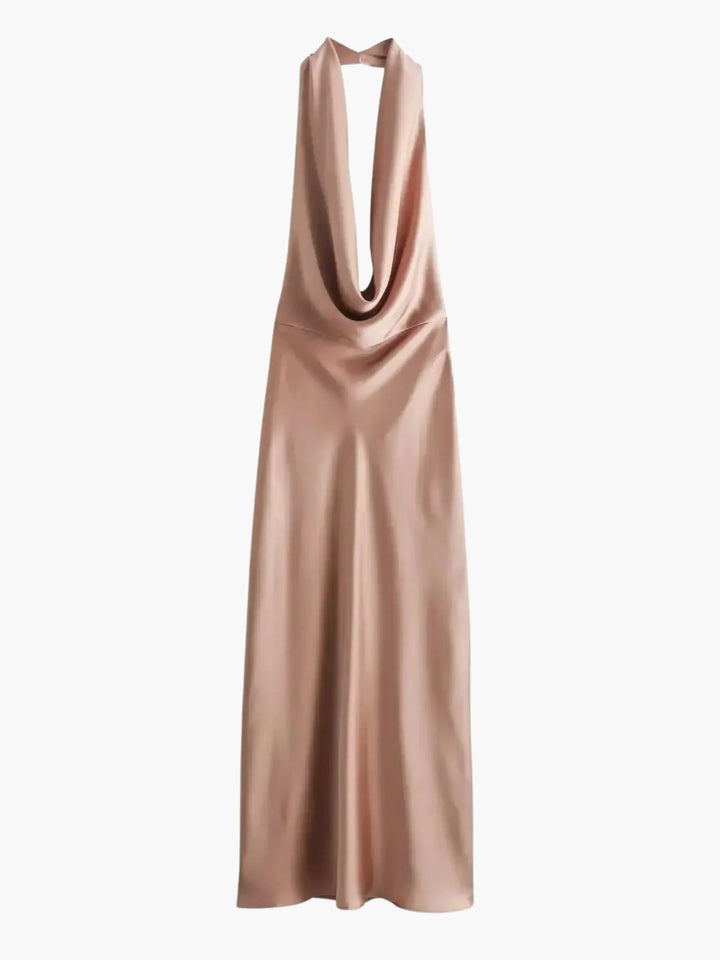 Maxi Dress Women - Halter Neck Open Back Draped | Elegant