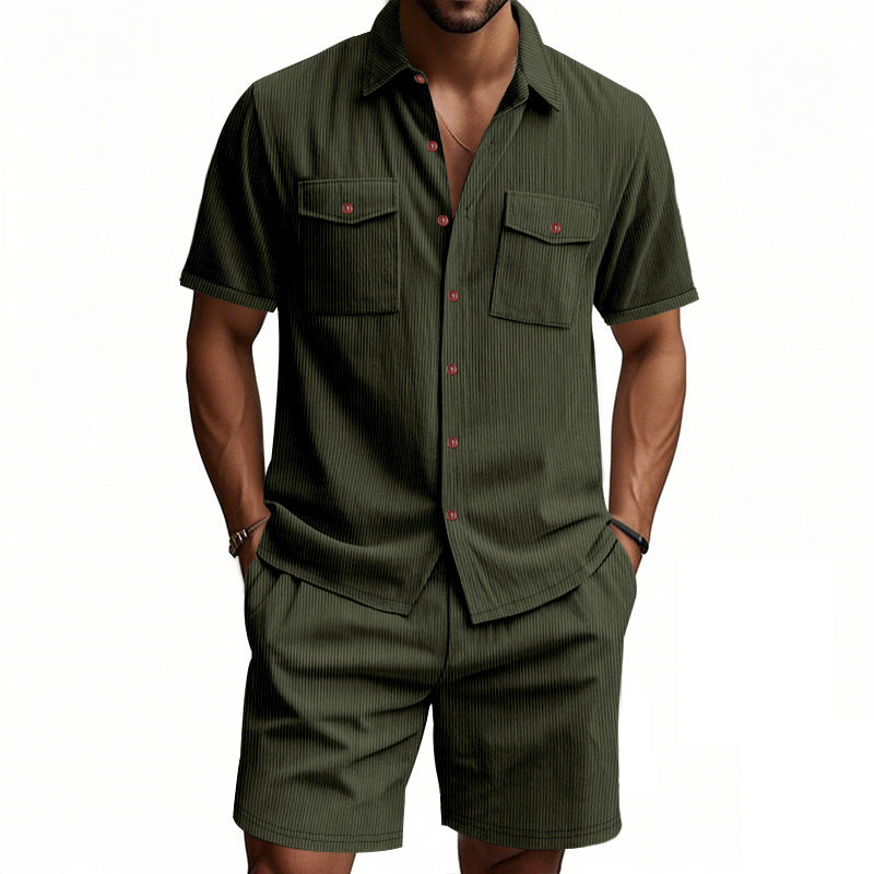 Men's Co-ord Set - Short Sleeve Shirt with Matching Shorts | Summer