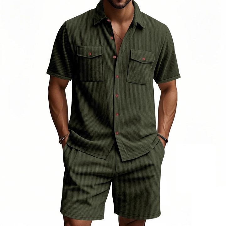 Men's Co-ord Set - Short Sleeve Shirt with Matching Shorts | Summer