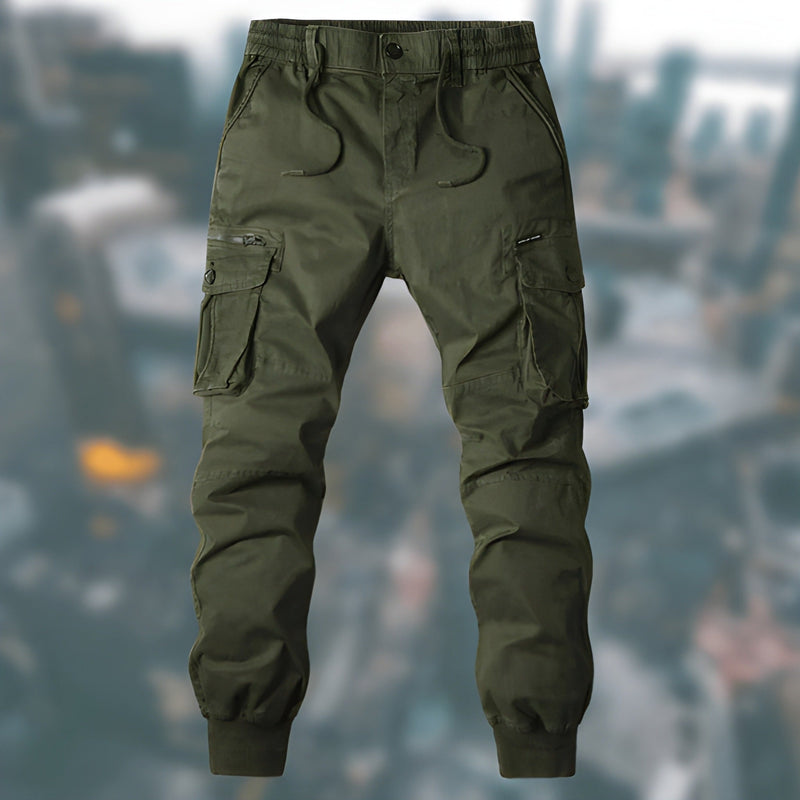 Men's Cargo Trousers - Jogger Fit with Multi-Pocket Cuffed Ankle