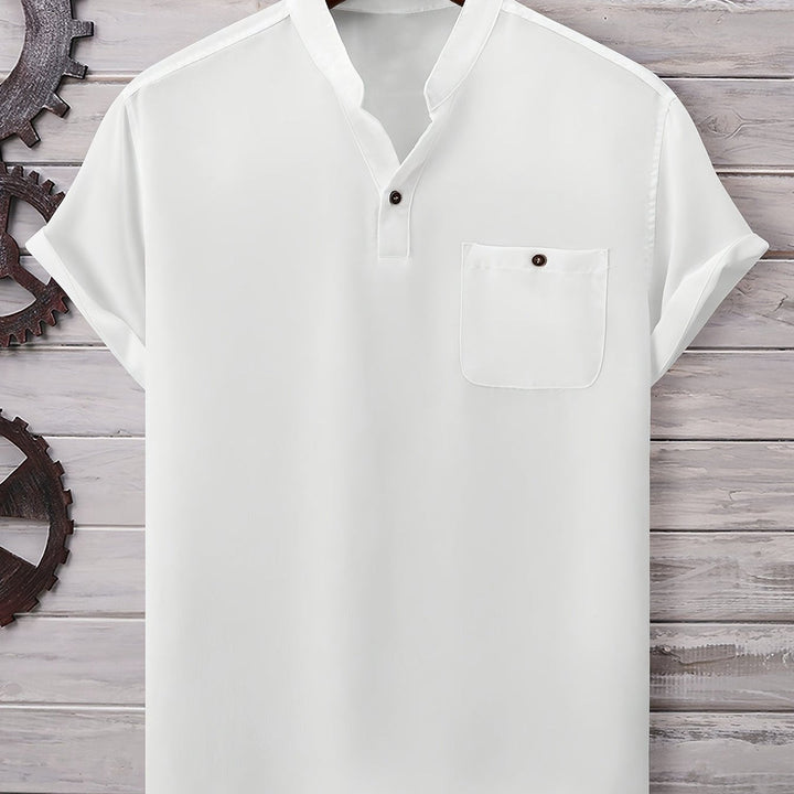 T Shirt Men - Short Sleeve with Stand Collar | Casual Relaxed Fit