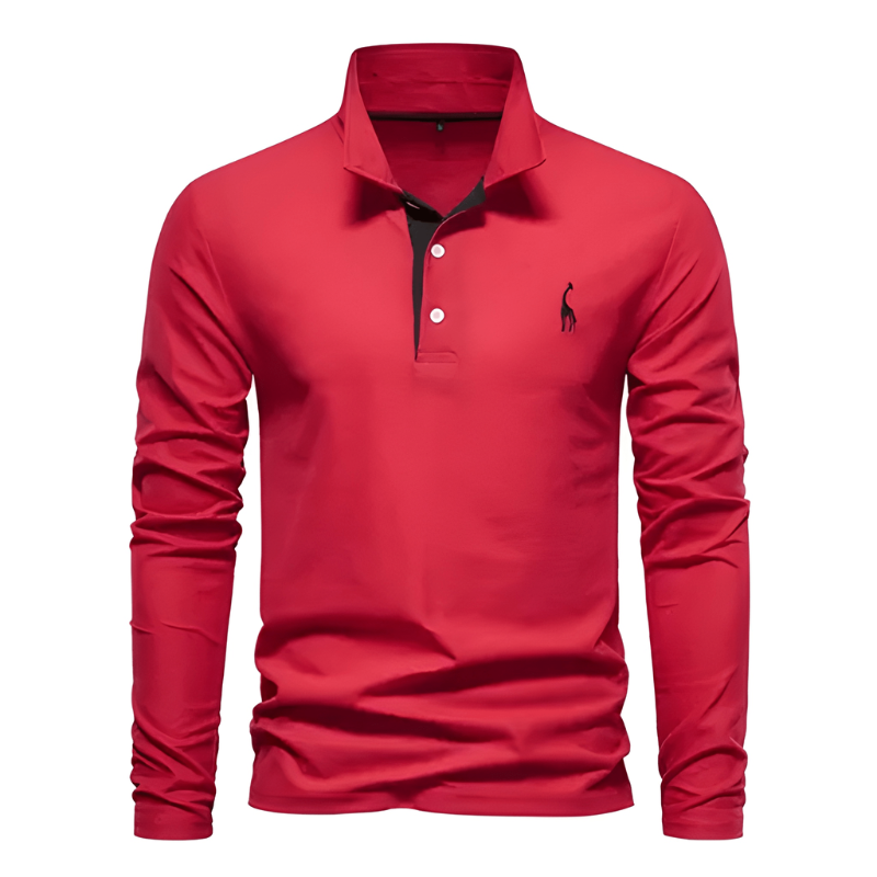 Men's Polo Shirt - Long Sleeve Slim Fit with Chest Embroidery | Smart