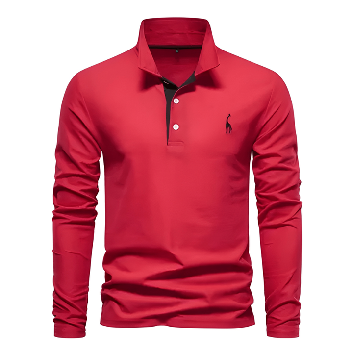 Men's Polo Shirt - Long Sleeve Slim Fit with Chest Embroidery | Smart