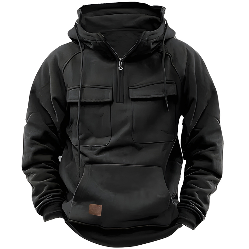 Men's Hoodie - Quarter Zip Multi-Pocket Tactical | Casual