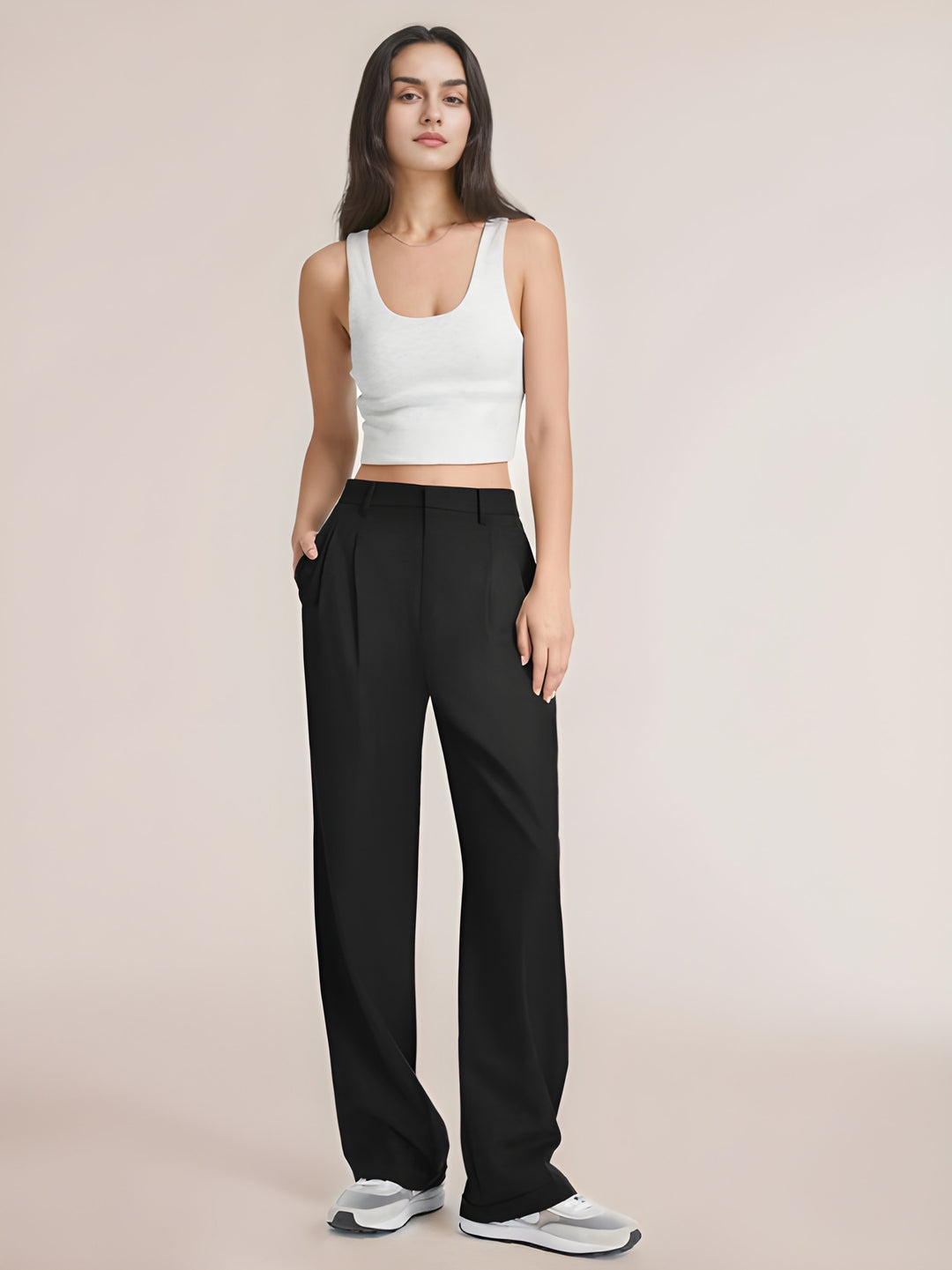 Women's Trousers - High Waist Wide Leg Tailored | Smart Casual