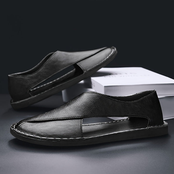 Sandals Men - Open Toe Slip-On with Wrap Front Panel | Casual Flat