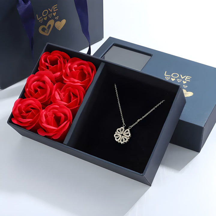 Necklace Women - Four Leaf Clover Pendant with Crystal Detail