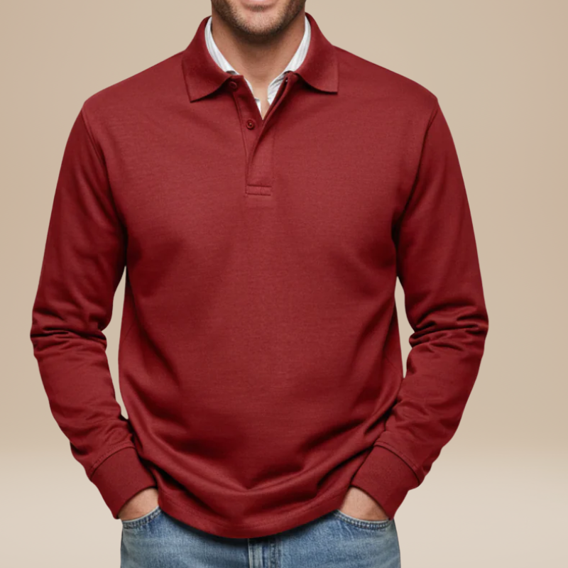 Men's Shirts - Long Sleeve Polo with Open Collar | Smart Casual
