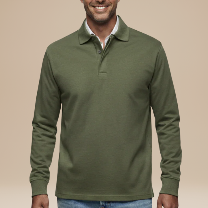Men's Shirts - Long Sleeve Polo with Open Collar | Smart Casual