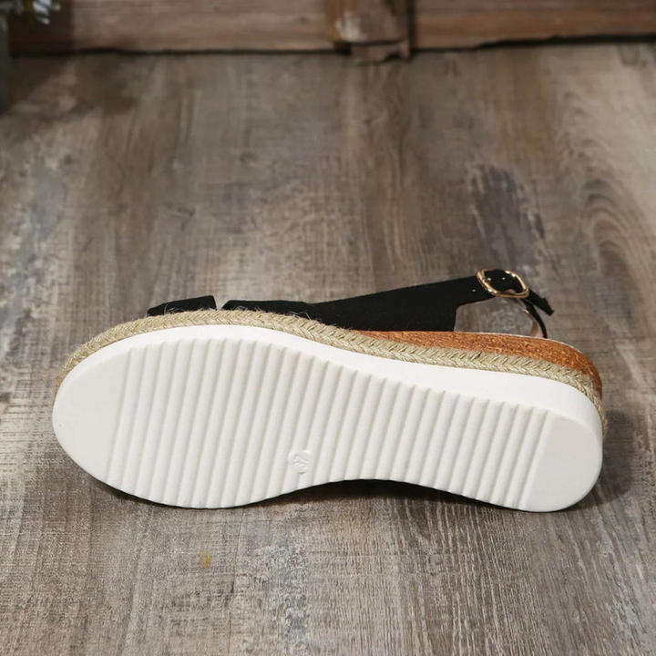 Women's Sandals - Cross Strap Platform Wedge Espadrille | Summer