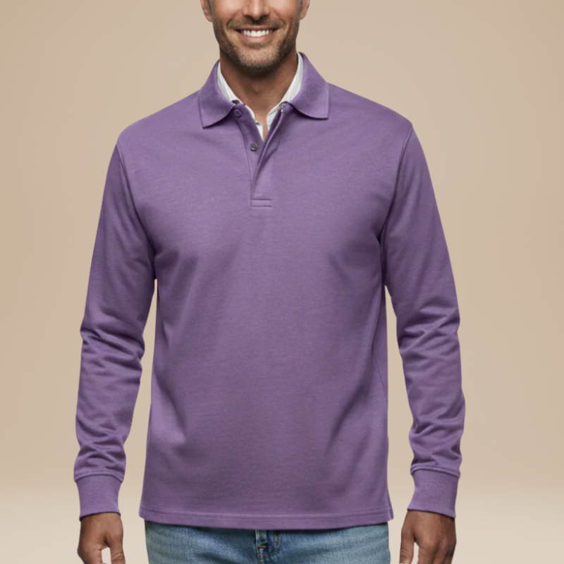 Men's Shirts - Long Sleeve Polo with Open Collar | Smart Casual