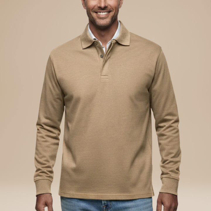 Men's Shirts - Long Sleeve Polo with Open Collar | Smart Casual
