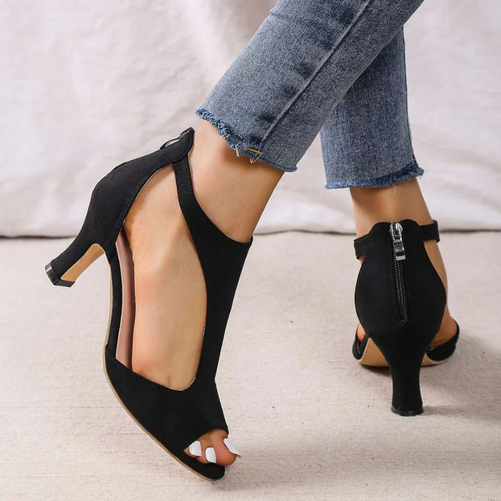 Women's Heels - Cut Out Peep Toe Stiletto with Back Zip | Chic
