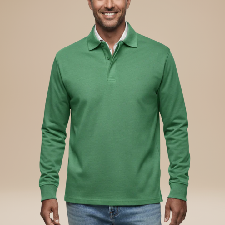 Men's Shirts - Long Sleeve Polo with Open Collar | Smart Casual