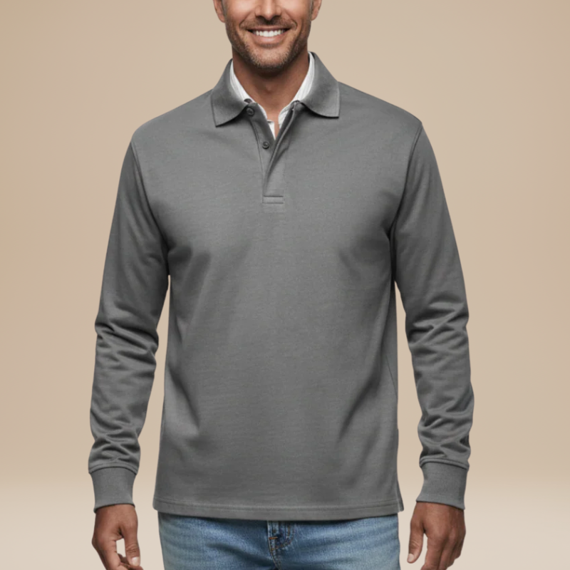Men's Shirts - Long Sleeve Polo with Open Collar | Smart Casual