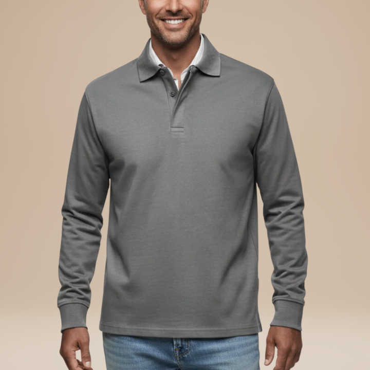 Men's Shirts - Long Sleeve Polo with Open Collar | Smart Casual