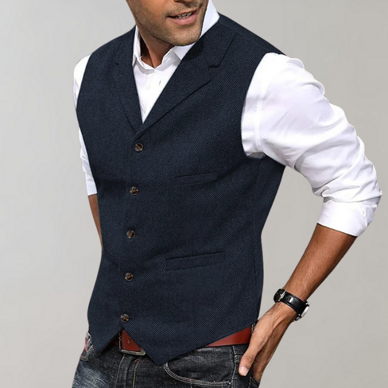 Men's Waistcoat - Slim Fit Button Lapel Collar Chest Pocket | Elegant