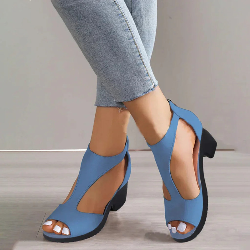 Women's Heels - Cut Out Peep Toe Stiletto with Back Zip | Chic
