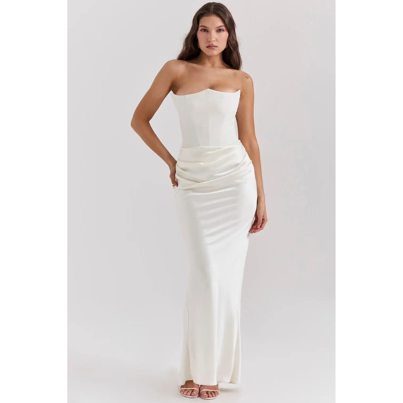 Maxi Dress Women - Strapless Corset Ruched Skirt | Gala