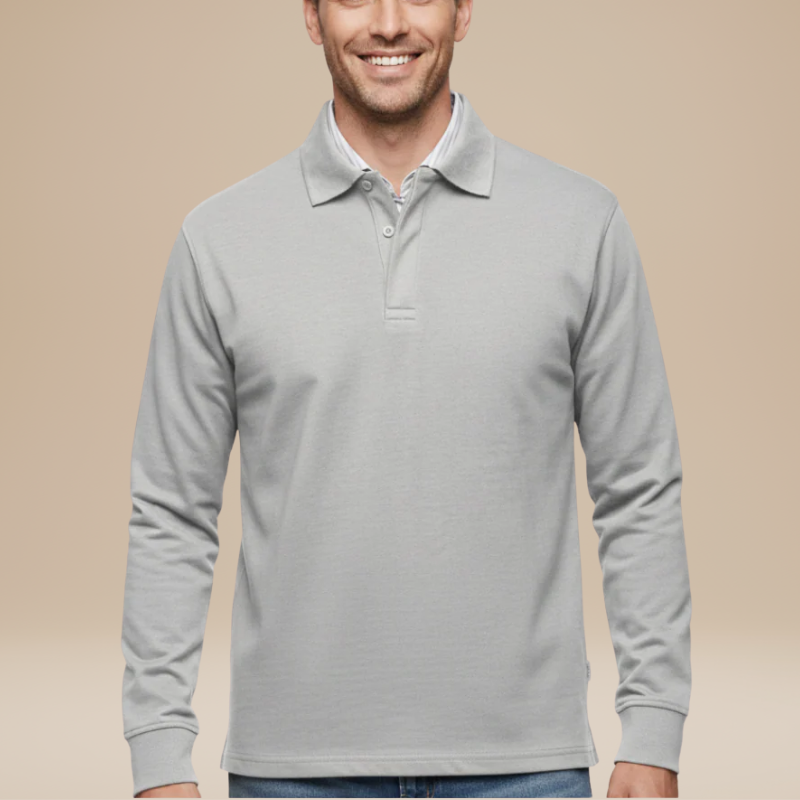 Men's Shirts - Long Sleeve Polo with Open Collar | Smart Casual