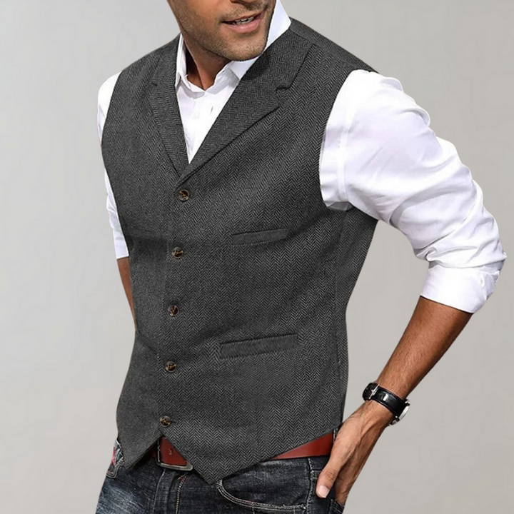 Men's Waistcoat - Slim Fit Button Lapel Collar Chest Pocket | Elegant