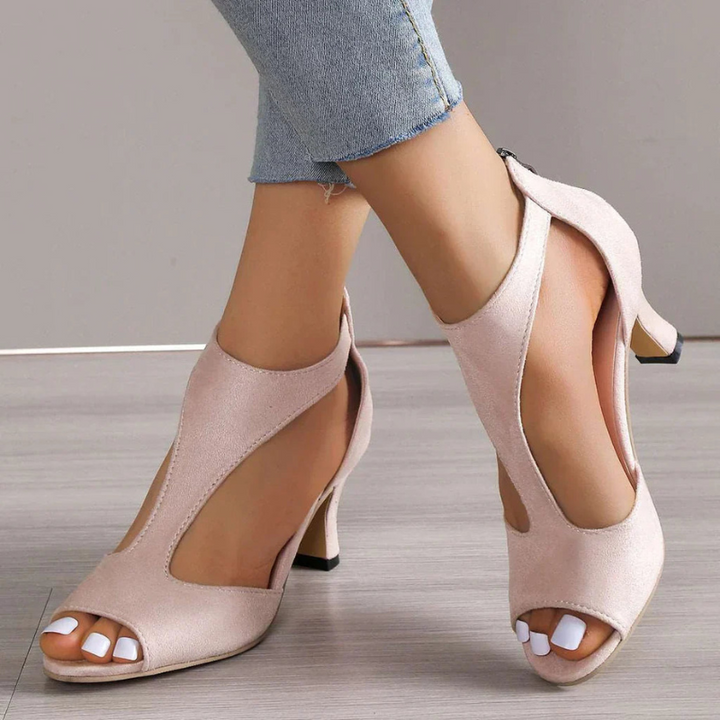 Women's Heels - Cut Out Peep Toe Stiletto with Back Zip | Chic