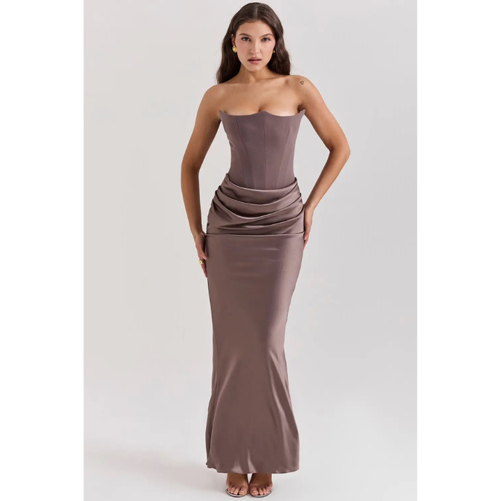 Maxi Dress Women - Strapless Corset Ruched Skirt | Gala
