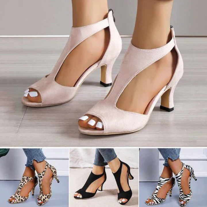 Women's Heels - Cut Out Peep Toe Stiletto with Back Zip | Chic