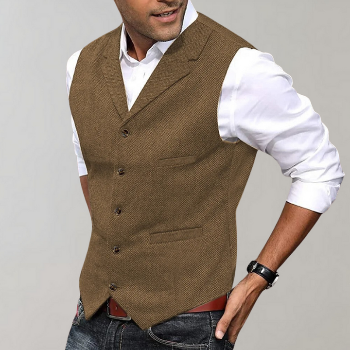 Men's Waistcoat - Slim Fit Button Lapel Collar Chest Pocket | Elegant