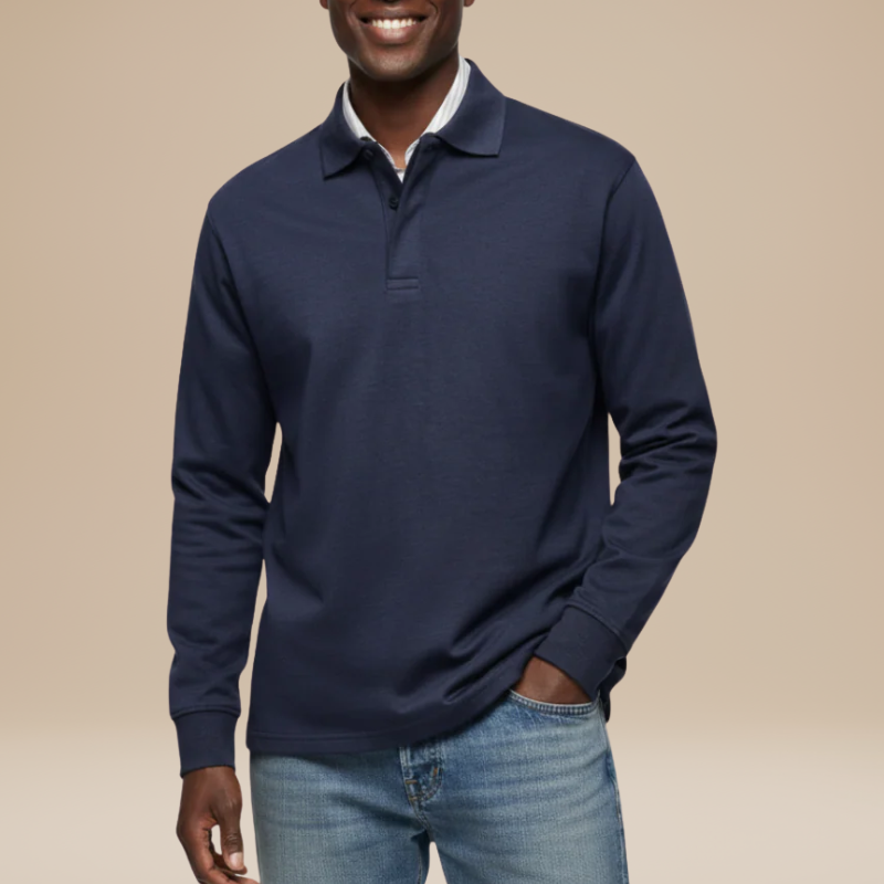 Men's Shirts - Long Sleeve Polo with Open Collar | Smart Casual