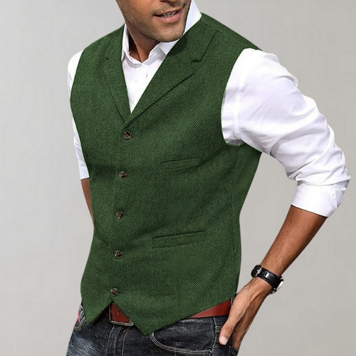 Men's Waistcoat - Slim Fit Button Lapel Collar Chest Pocket | Elegant