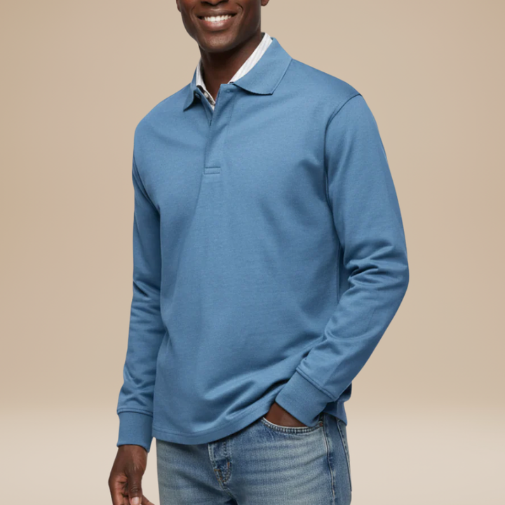 Men's Shirts - Long Sleeve Polo with Open Collar | Smart Casual