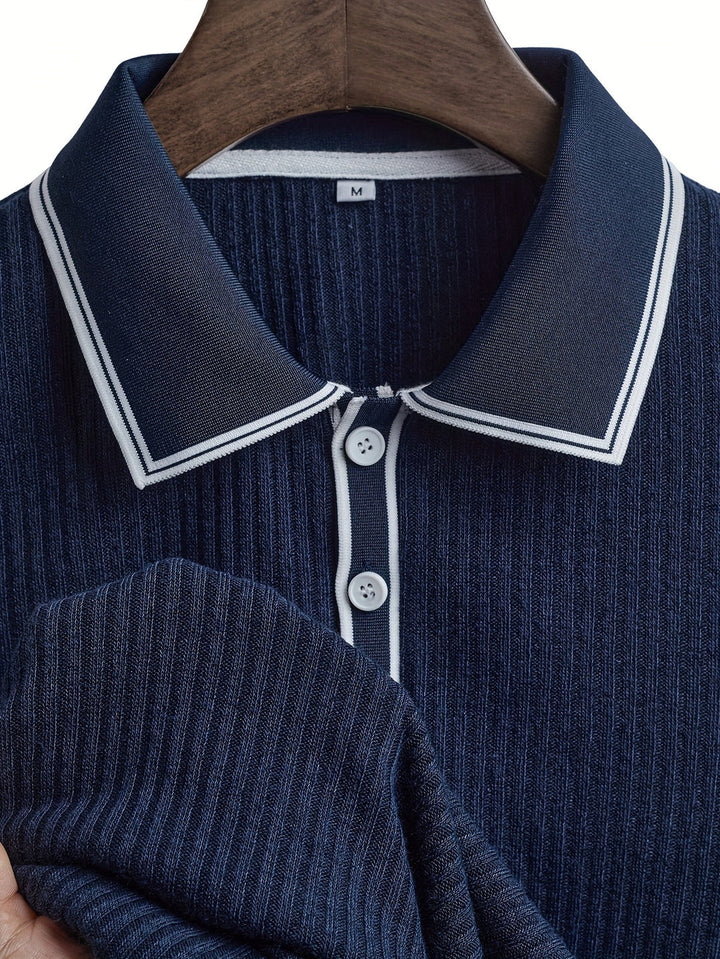 T Shirt Men - Polo Collar with Contrast Trim | Slim Fit Casual