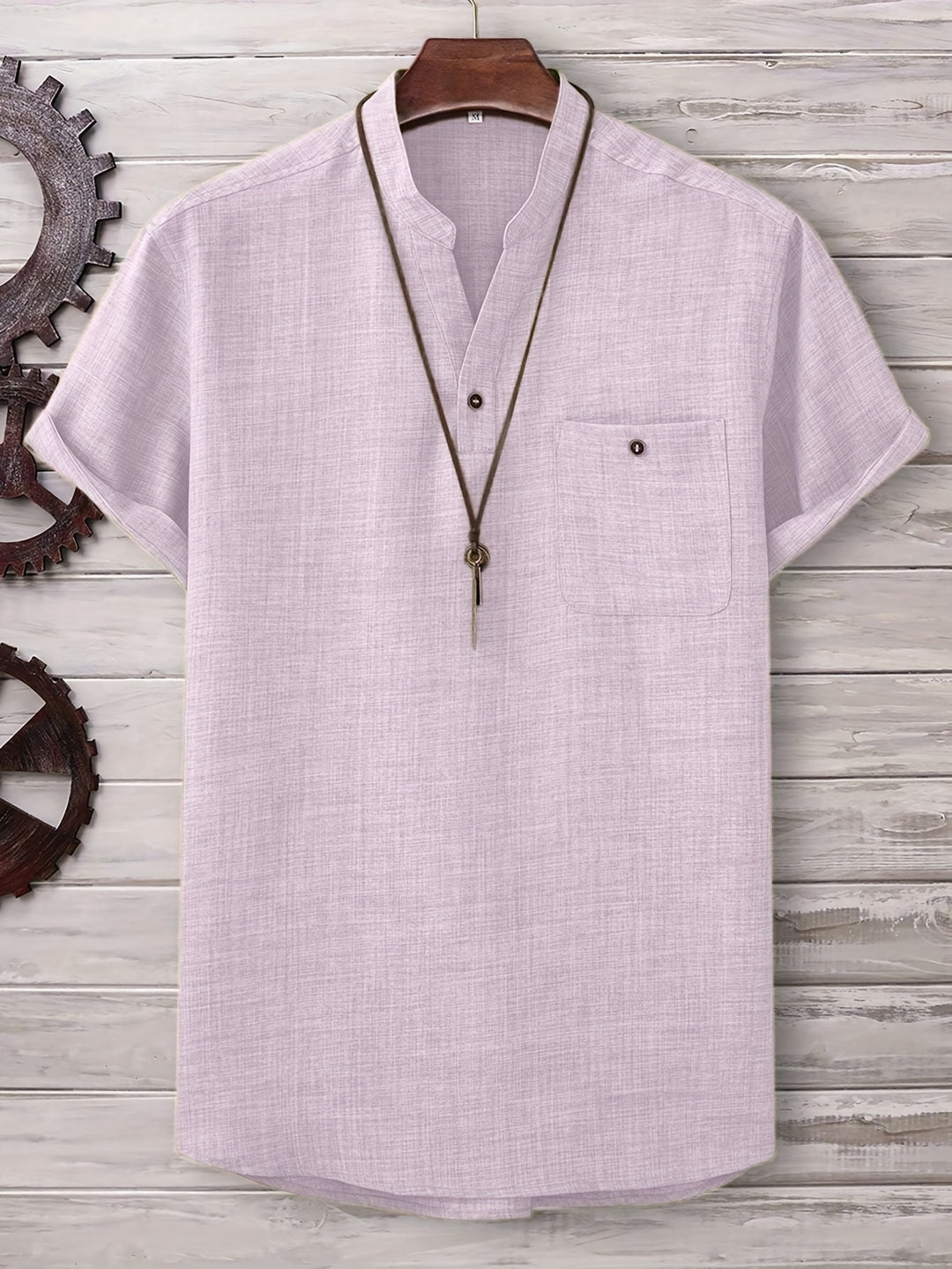 T Shirt Men - Short Sleeve with Stand Collar | Casual Relaxed Fit