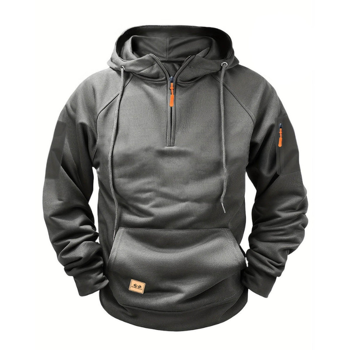 Men's Hoodie - Quarter Zip Tactical Arm Pocket | Outdoor Casual