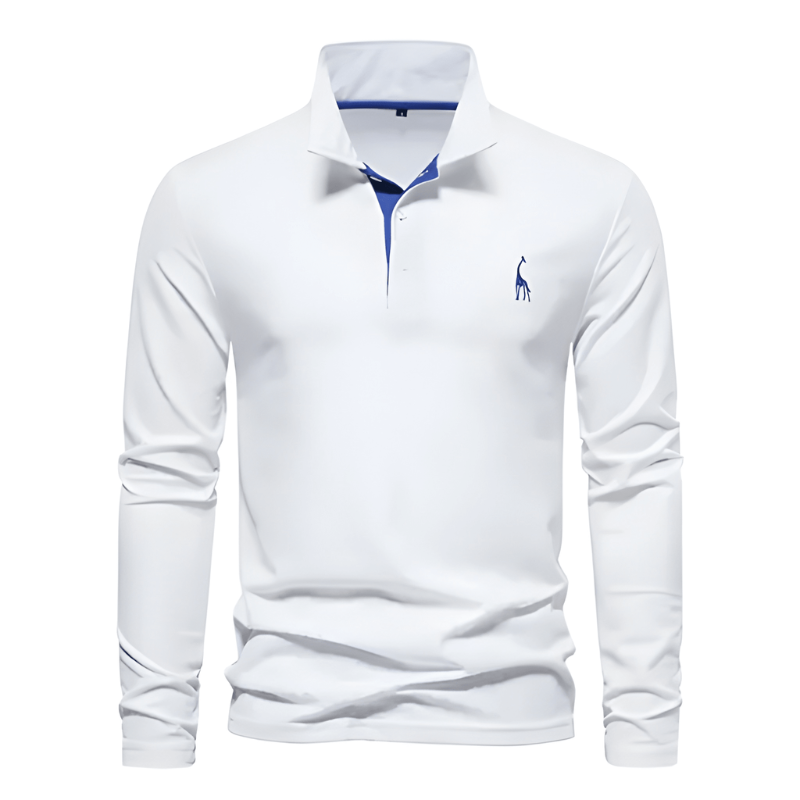 Men's Polo Shirt - Long Sleeve Slim Fit with Chest Embroidery | Smart