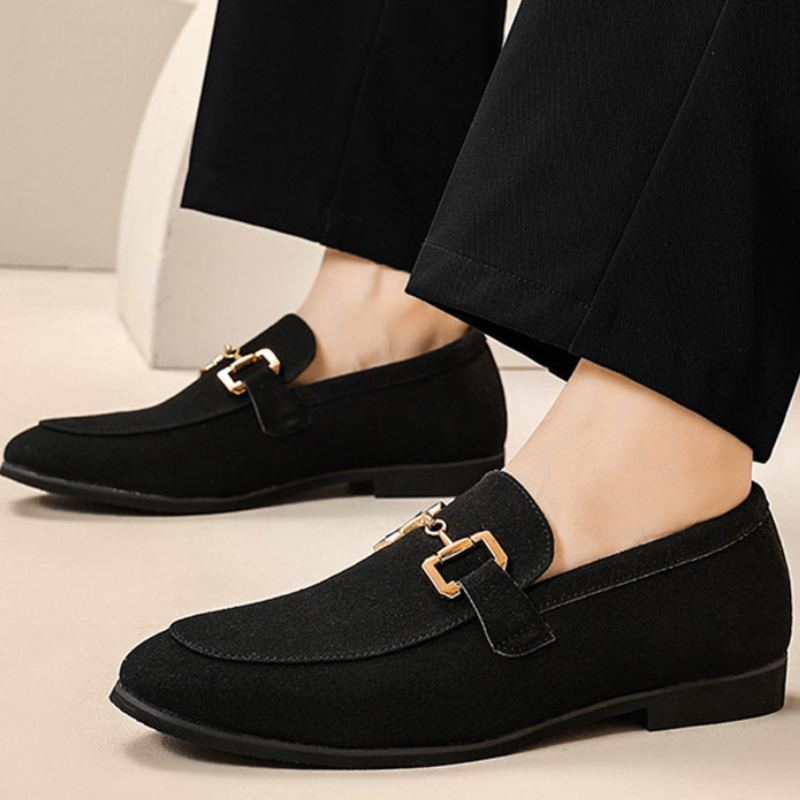 Men's Loafers - Slip-On with Gold Hardware Bit Detail | Elegant