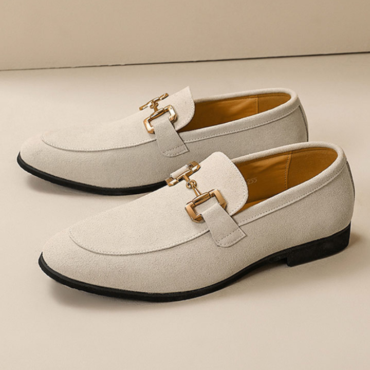 Men's Loafers - Slip-On with Gold Hardware Bit Detail | Elegant