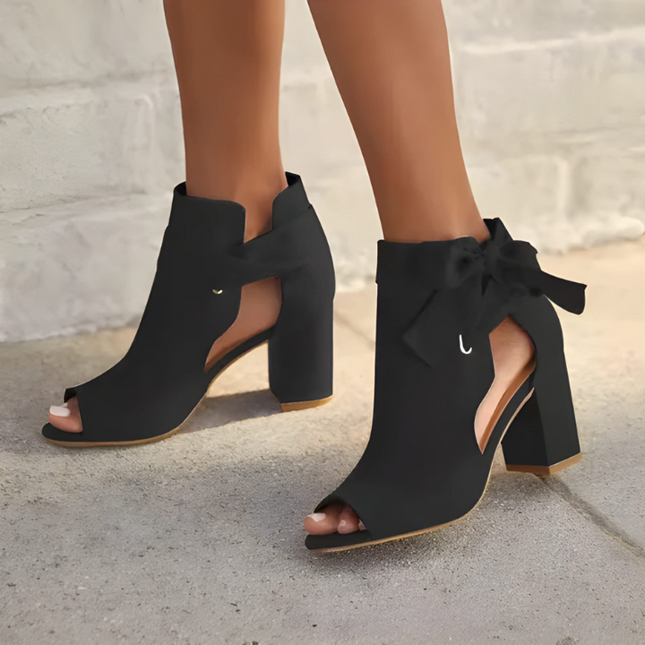 Heels Women - Block Heel Peep Toe with Bow Detail | Elegant