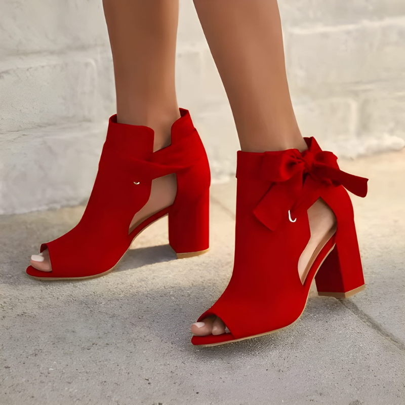 Heels Women - Block Heel Peep Toe with Bow Detail | Elegant