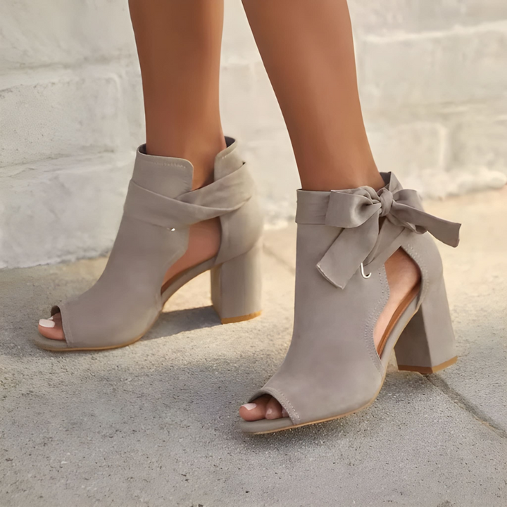 Heels Women - Block Heel Peep Toe with Bow Detail | Elegant
