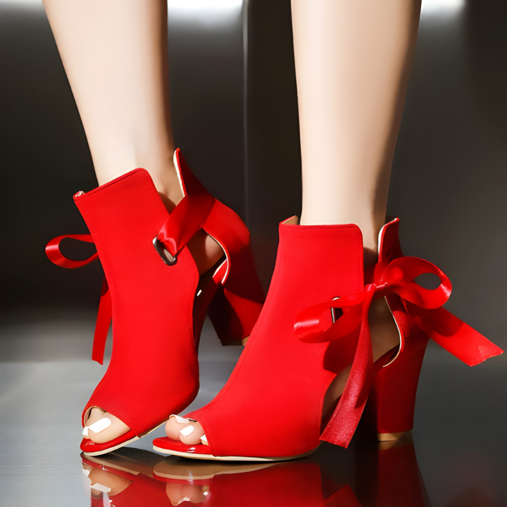 Heels Women - Block Heel Peep Toe with Bow Detail | Elegant