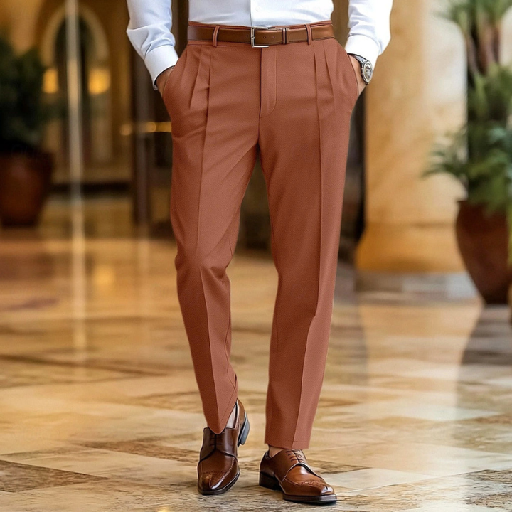 Men's Trousers - Pleated Formal Fit with Tapered Leg | Smart