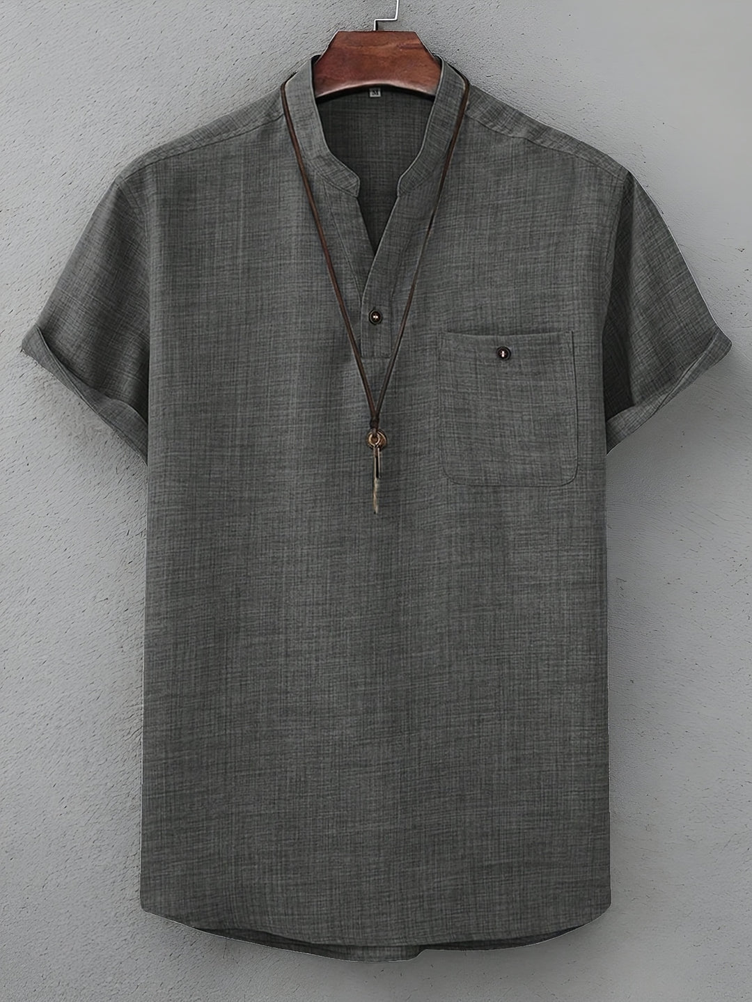 T Shirt Men - Short Sleeve with Stand Collar | Casual Relaxed Fit
