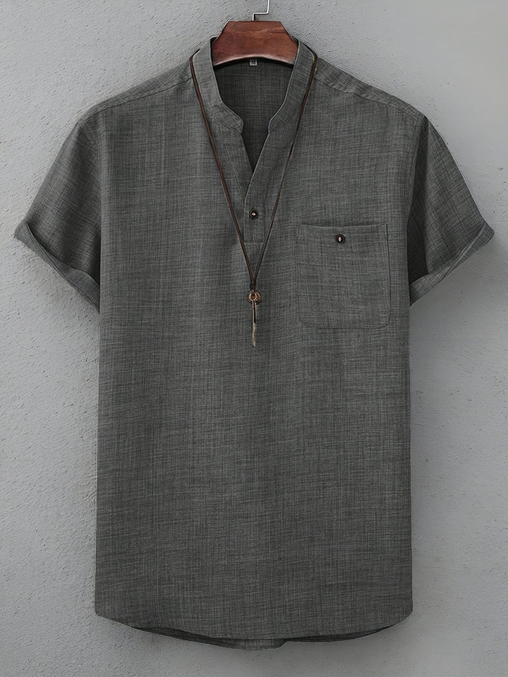 T Shirt Men - Short Sleeve with Stand Collar | Casual Relaxed Fit