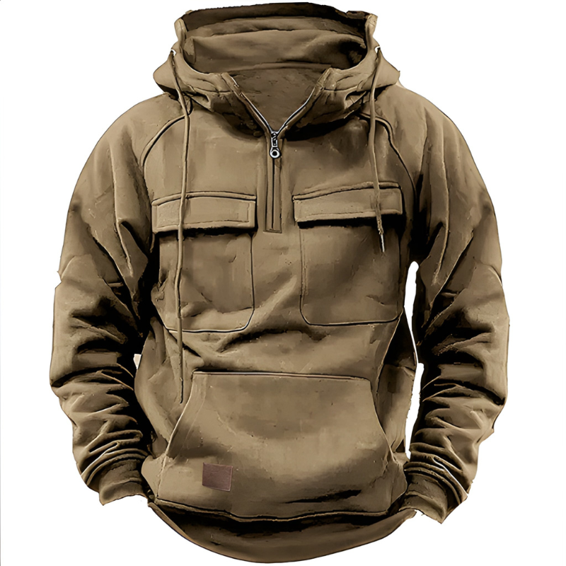 Men's Hoodie - Quarter Zip Multi-Pocket Tactical | Casual
