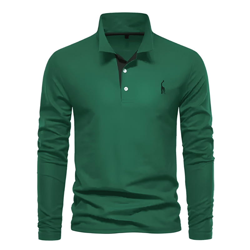 Men's Polo Shirt - Long Sleeve Slim Fit with Chest Embroidery | Smart